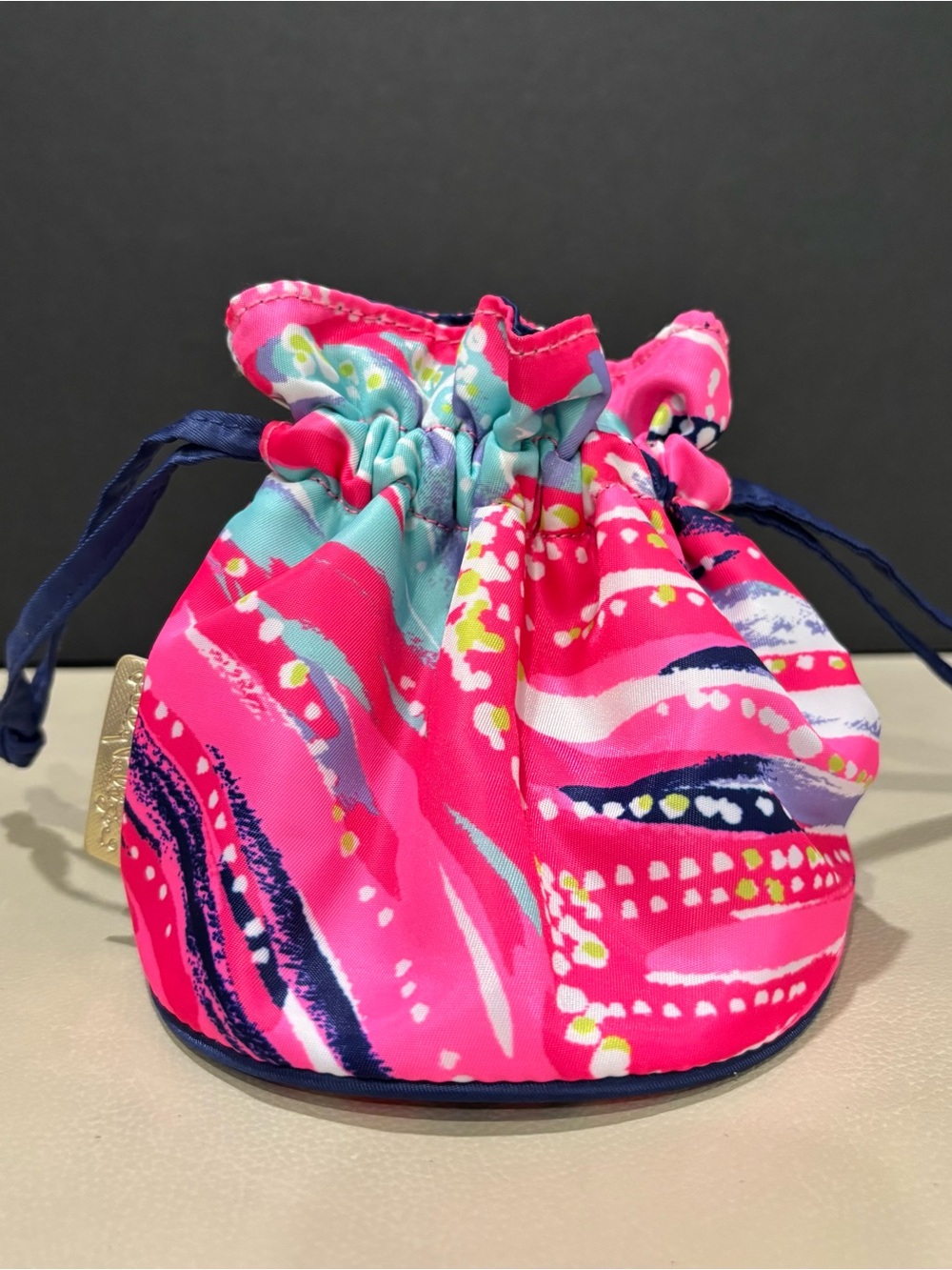 Lilly Pulitzer Jewelry Bag, Bright Pink Printed Drawstring Pouch NWOT